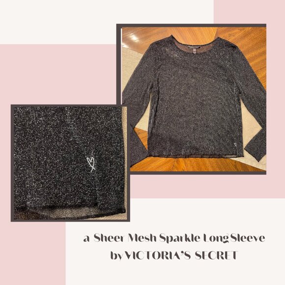 Victoria's Secret Sexy Sheer Mesh Sparkle Long Sleeve - Picture 1 of 4